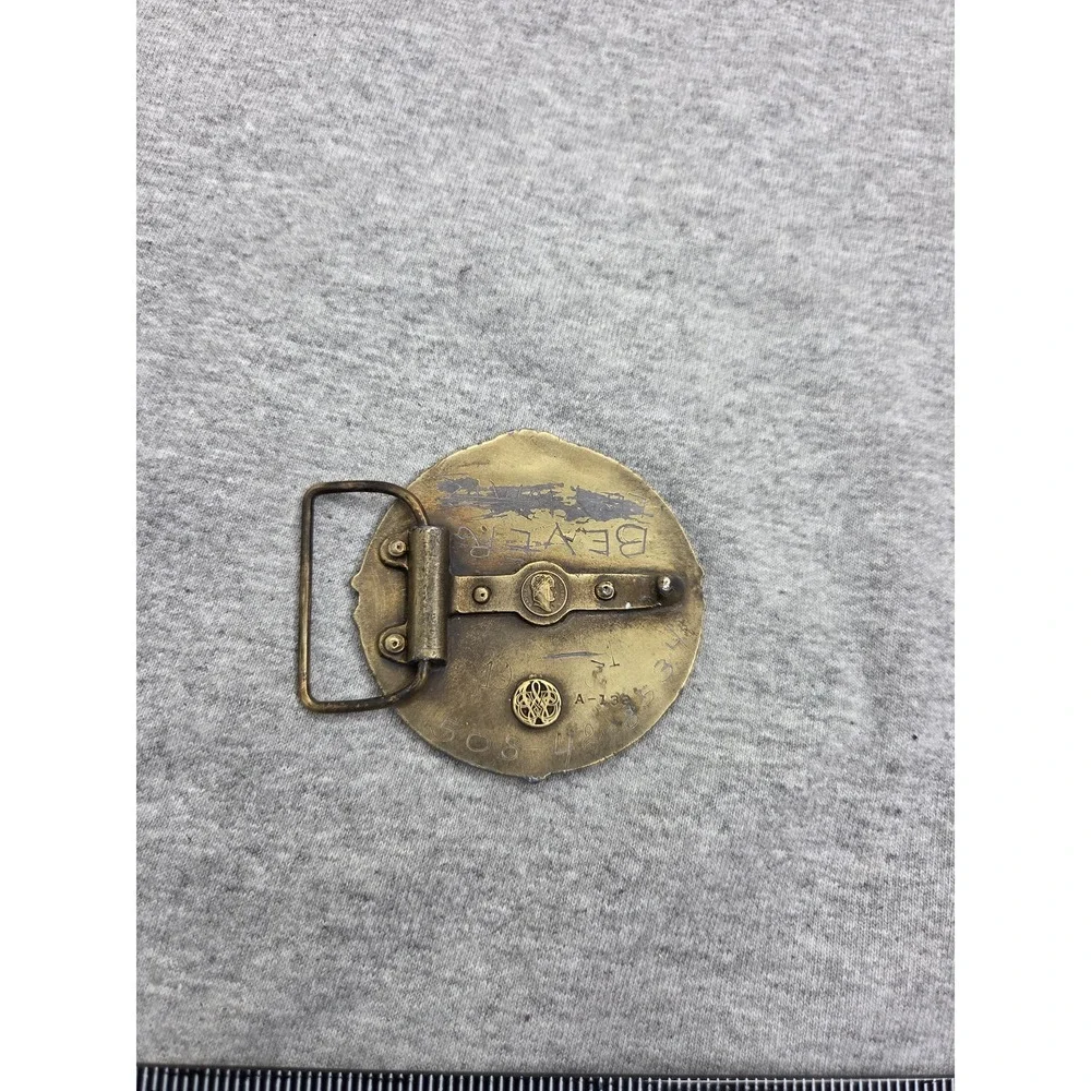 Vintage Solid Brass 7th Cavalry Rough Riders USA Military Belt Buckle Army